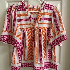 Old Navy Women's Top - Pink and Orange Geometric